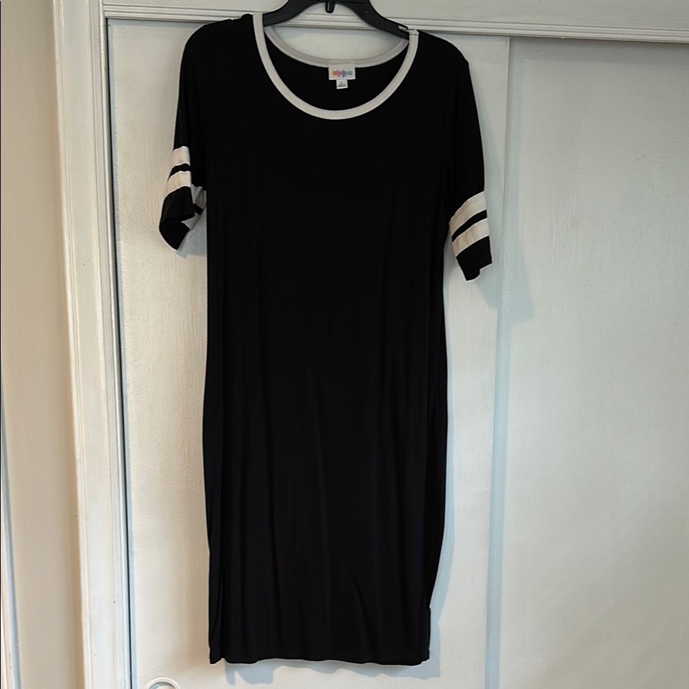 LuLaRoe Black Midi Dress with White Accents
